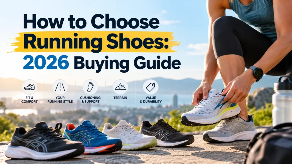 How to Choose Running Shoes: 2026 Buying Guide featuring running shoe options, fit, cushioning, support, and terrain considerations.