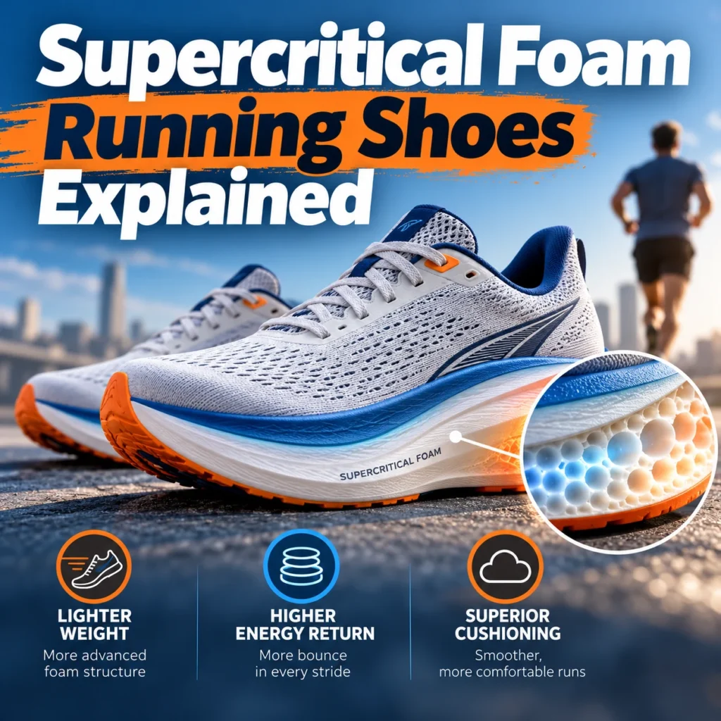Supercritical foam running shoes explained with lightweight cushioning, responsive midsoles, and energy return technology.
